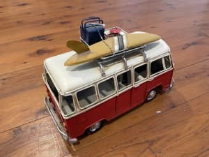 Tin Camper with Surfboard Model (not a Toy)
