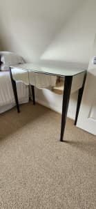 Mirror dressing table with 2 drawers, black painted legs
