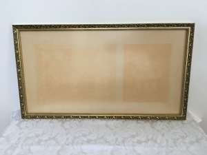 Empty Picture Frame with Glass 67.5cm W x 38cm H Gold Colour
