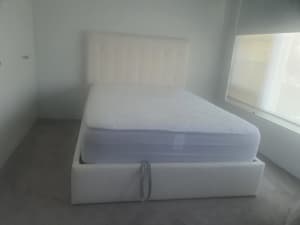 Double Gaslift Bed Upolstered in Ivory Warwick Fabric