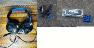 Turtle Beach Headset, Earphones, Logitech G5 mouse weights