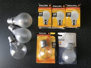 8x Philips and Mirabella lamp or ceiling light globes bulb bayonet