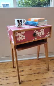 Mid-century Retro Revamped Bedside Table with Single Drawer and Shelf