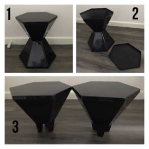 accent and end table/ stool with storage - black