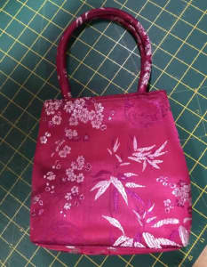 Gorgeous Chinese Fuchsia Pink Silken Smallish Handbag