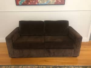 Brown cord sofabed, 2.5 seater