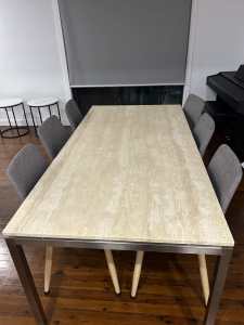Marble dining table and 6 chairs