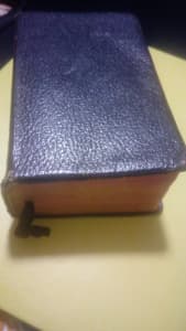 Antique old book black leather Common Prayer Hymns Christian religious