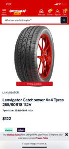 Tyres x 4 only - 18 inch 255/60 - with 95% tread
