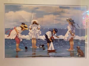 Children at Sea framed painting