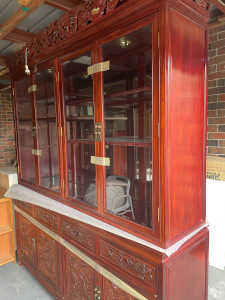 glass display cabinet with lights Chinese style solid timber