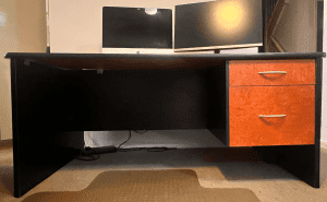 Desk with Drawers Chestnut/Black Colour