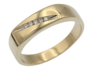 9ct Yellow Gold Mens Diamond Ring Size U