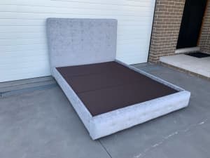 BRAND NEW grey fabric queen size bed