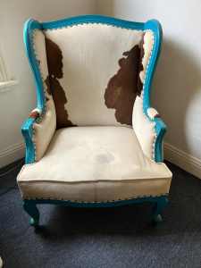 Armchair with Cowhide Fabric