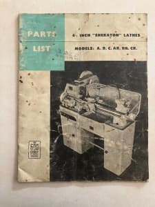 Sheraton Lathe Parts Manual type - A,B,C,AR,BR,CR 4 1/2 inch models