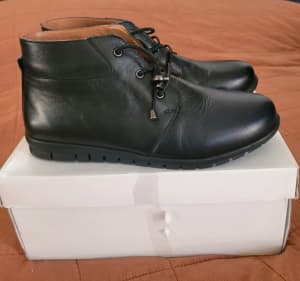 Women Airflex Leather Ankle Boots Shoes Black size 11