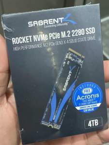 NEW SEALED 4tb Sabrent Rocket SSD, M.2 NVME 3D TLC NAND