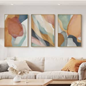 40cmx60cm Abstract Orange 3 Sets Gold Frame Canvas Wall Art...