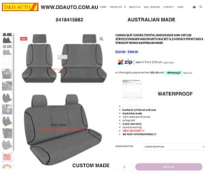 CANVAS SEAT COVERS TOYOTA LANDCRUISER******1997 (80 SERIES)