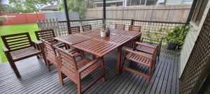 x2 Outdoor tables and chairs x10 chairs