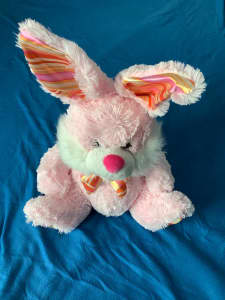 Large Rabbit soft toy - pink and white