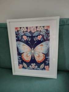 Butterfly Framed Canvas Print with Ikea Frame (52 cm high and 42.5 cm