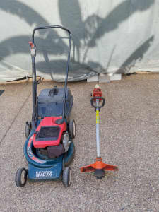 Mower ( Victa Hawk Deluxe) and two whipper snippers ( Ryobi and Stihl)