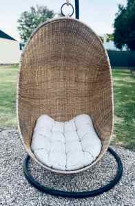 Fenton & Fenton Rattan Hanging Chair & metal stand - The Cocoon