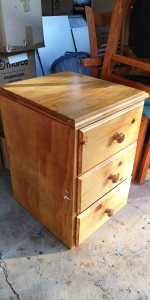 Pine bedside table with 3 drawers good condition