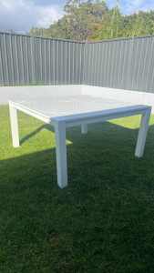 Outdoor dining table - powered aluminium white 1.45 x 1.45