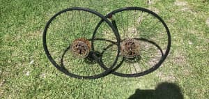BIKE WHEELS 2 X 26 INCH WITH DIC BRAKES & ALL FITTINGS etc.
