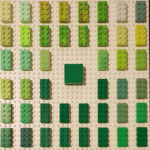 LEGO Grangemouth Bayer test / prototype 3001 2x4 bricks Quadrate green