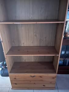 Tall Ikea wooden bookcase with 5 shelves