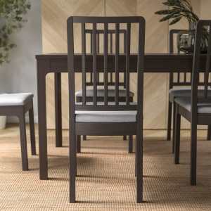 EKEDALEN / EKEDALEN Table and 4 chairs, dark brown/Orrsta light grey,