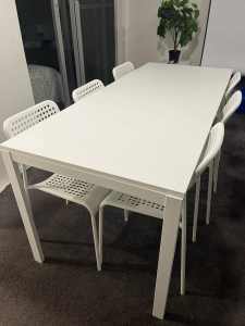 IKEA white table + 6 chairs