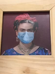 2 Frida Kahlos with Face Mask framed art