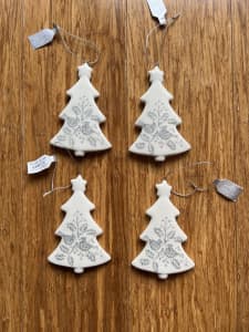 Porcelain Christmas Tree Decorations x4