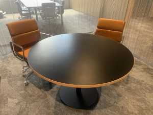 Satin Black Laminate Round Meeting / Dining Table