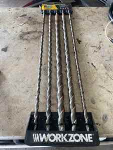Workzone 5pc 600mm Long SDS Rotary Hammer Drill Masonry Drill Bit Set