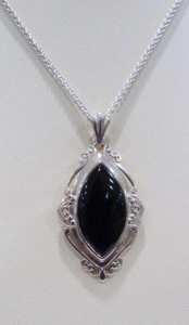 Silver Pendant with Black stone On Chain $130.00-226012