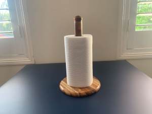 Handcrafted Wooden Upright Paper Towel Holder for Kitchen or Bathroom
