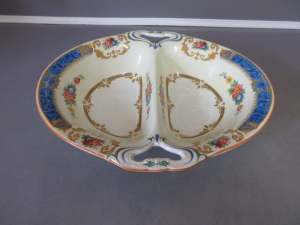 VINTAGE 1940S ENGLISH ALFRED MEAKIN ZENITH SHAPED FLORAL SERVING DISH