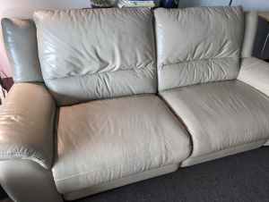 Electric recliner leather three seater