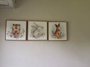 3x Animal wall pictures