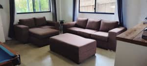 Couches, 2 seater, three seater and ottoman.
