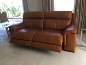 As New Leather Electric Recliner Sofa