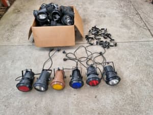 Retro Stage Lights, with spares and "G" clamps