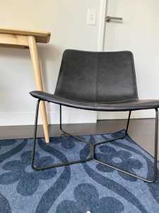 Navy leather Slope Chair from West Elm