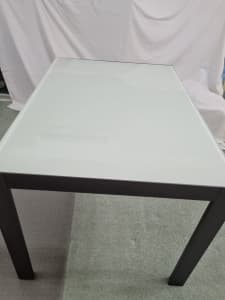 Italian frosted glass extension table 120/176x84.5cm.